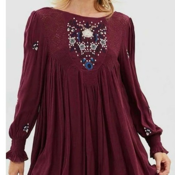 Free People Mohave Moya Embroidered Boho Mini Dress (DJ2) - Picture 2 of 9
